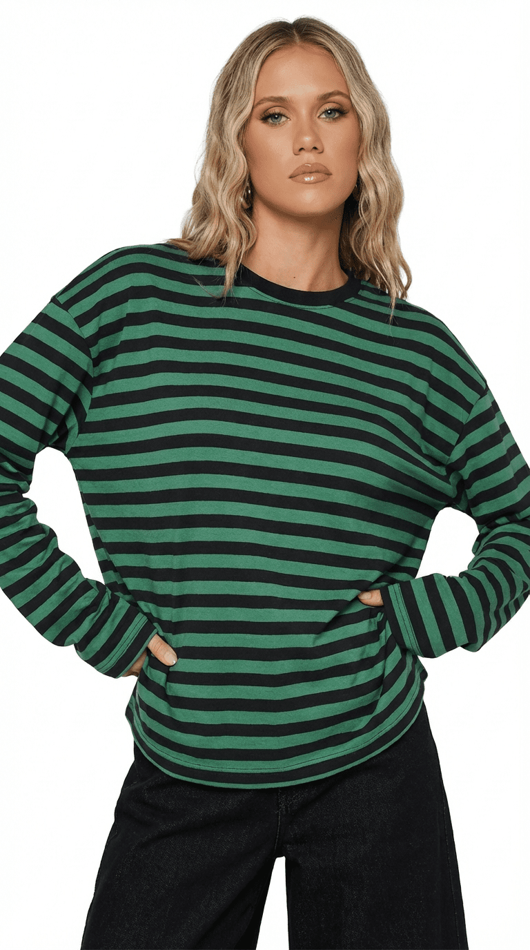 OVERSIZED STRIPE TEE / GREEN - Pulse