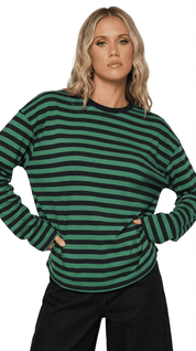 OVERSIZED STRIPE TEE / GREEN - Pulse