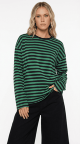 OVERSIZED STRIPE TEE / GREEN