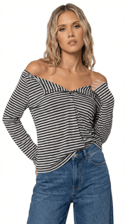 WRAP STRIPE TOP / BLACK - Pulse
