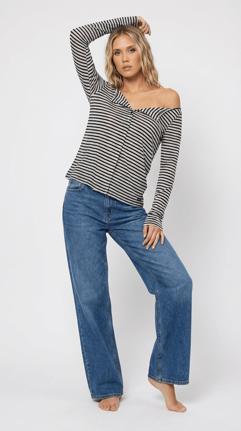 WRAP STRIPE TOP / BLACK - Pulse