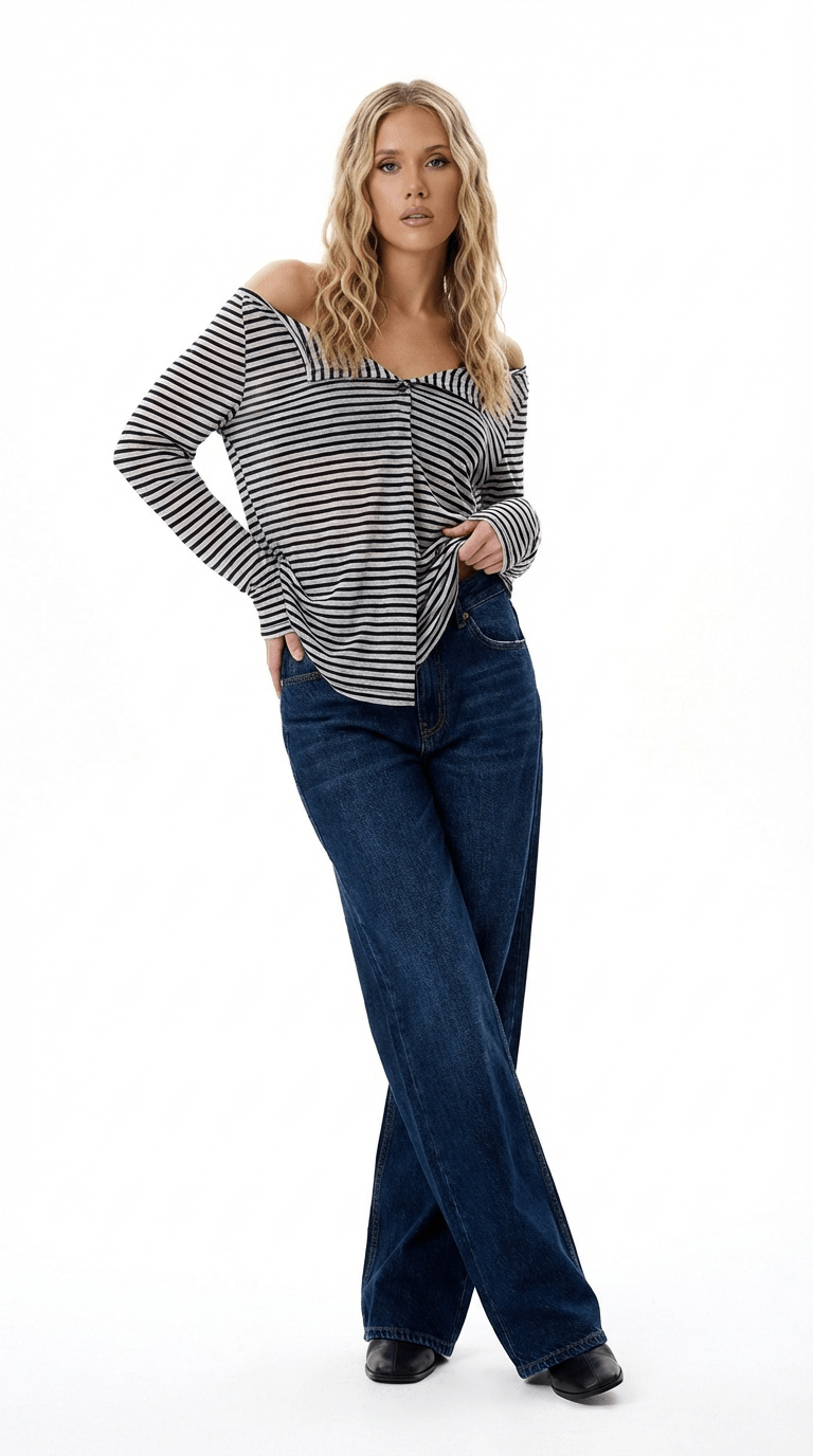 WRAP STRIPE TOP / BLACK - Pulse