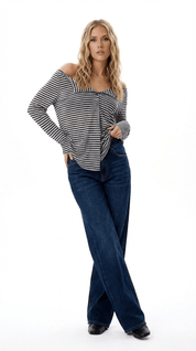 WRAP STRIPE TOP / BLACK - Pulse